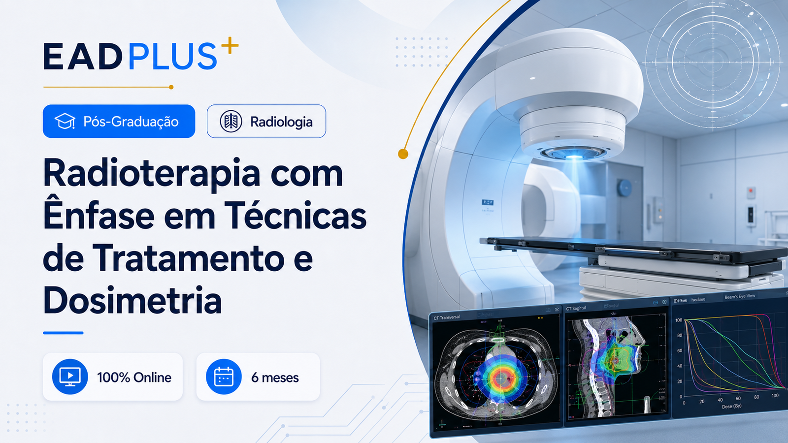 Capa da formação Pós-Graduação em Radioterapia com Ênfase em Técnicas de Tratamento e Dosimetria